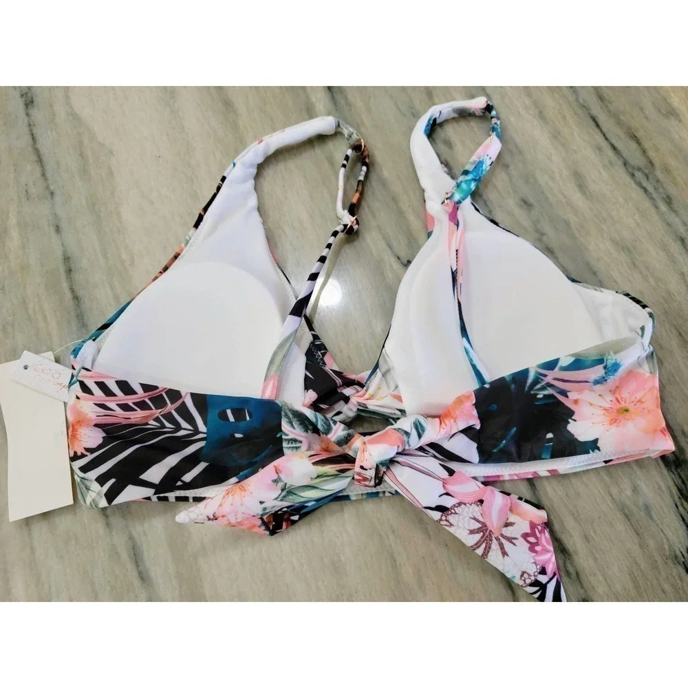 Raisins Haute Bloom Twist Front Bikini Top Large White